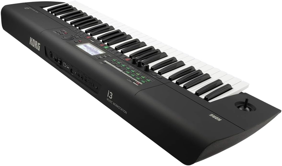 Korg i3 Music Workstation - Matte Black Bundle with Adjustable Stand, Bench, Sustain Pedal, Instructional Book, Austin Bazaar Instructional DVD, and Polishing Cloth