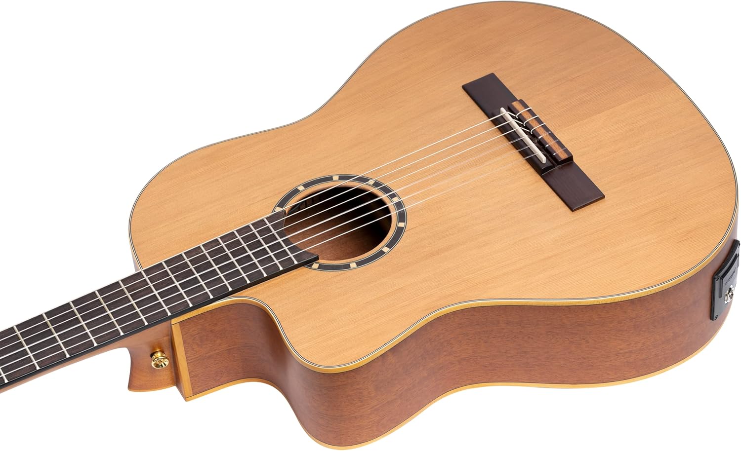 Ortega Guitars 6 String Family Series Pro Left-Handed Solid Top Slim Neck Acoustic-Electric Nylon Classical Guitar w/Bag, (RCE131SN-L)