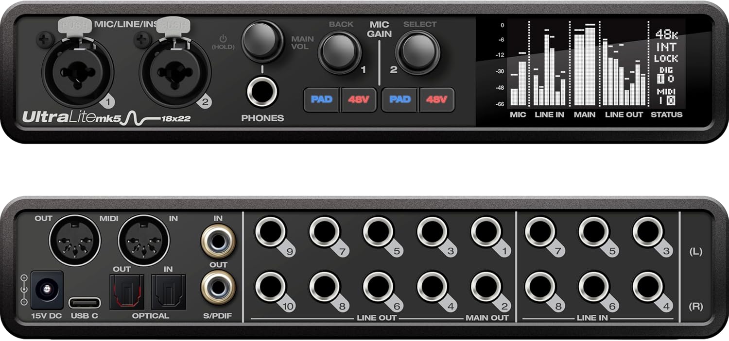 MOTU UltraLite-mk5 18x22 USB Audio Interface 3 for Mac, Windows and iOS with mixing and effects