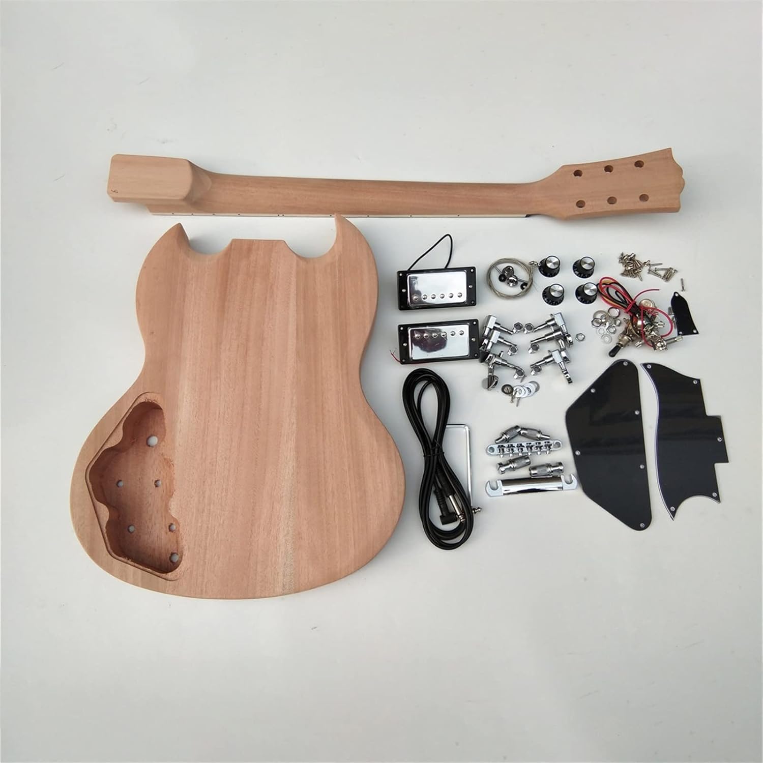 TSTS Semi-Finished DIY Electric Guitar Kit Mahogany Body with All Hardware Unfinished Electric Guitar Kit