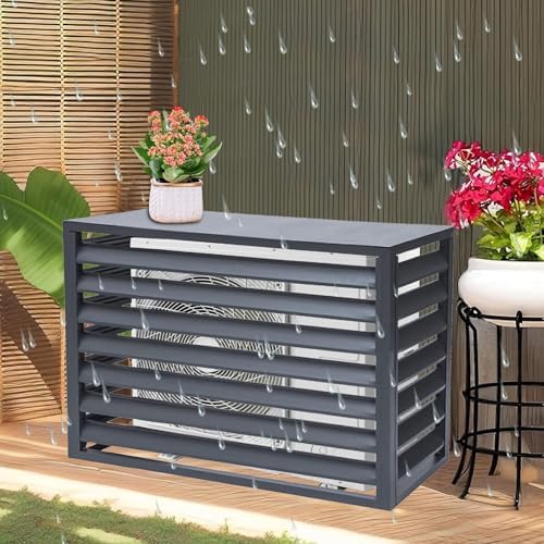 Air Conditioner Covers for Outside Units, Aluminum Air Conditioner Fence with Top Cover, Organize The Garden, for Plant Rack Privacy Screens(Gray,110cm)