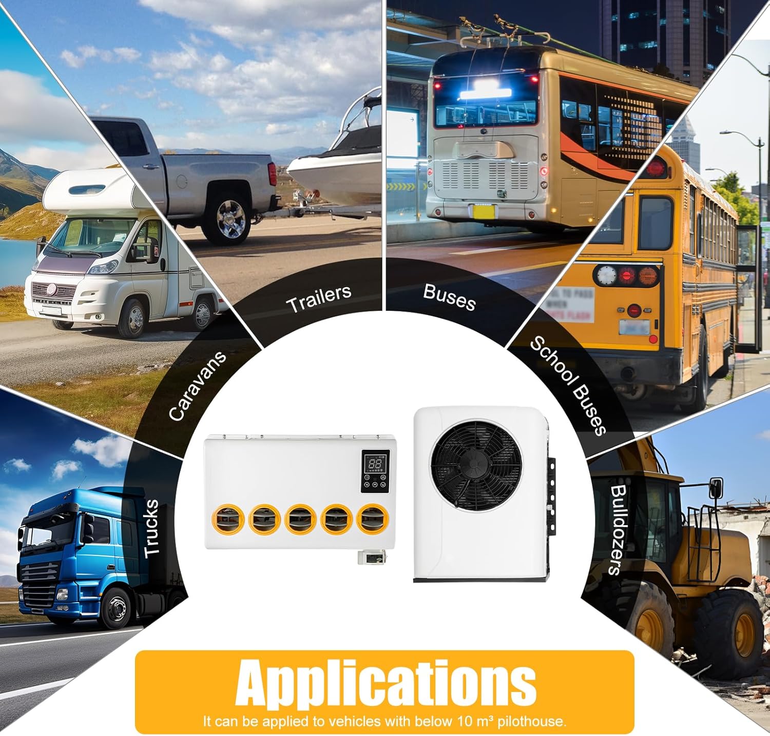 12V Truck Cab Air Conditioner Split, Car Air Conditioning Kit, Auto Air Conditioner Inner Unit with Outer Unit,Universal for Car Cab Within 6㎡/64ft²