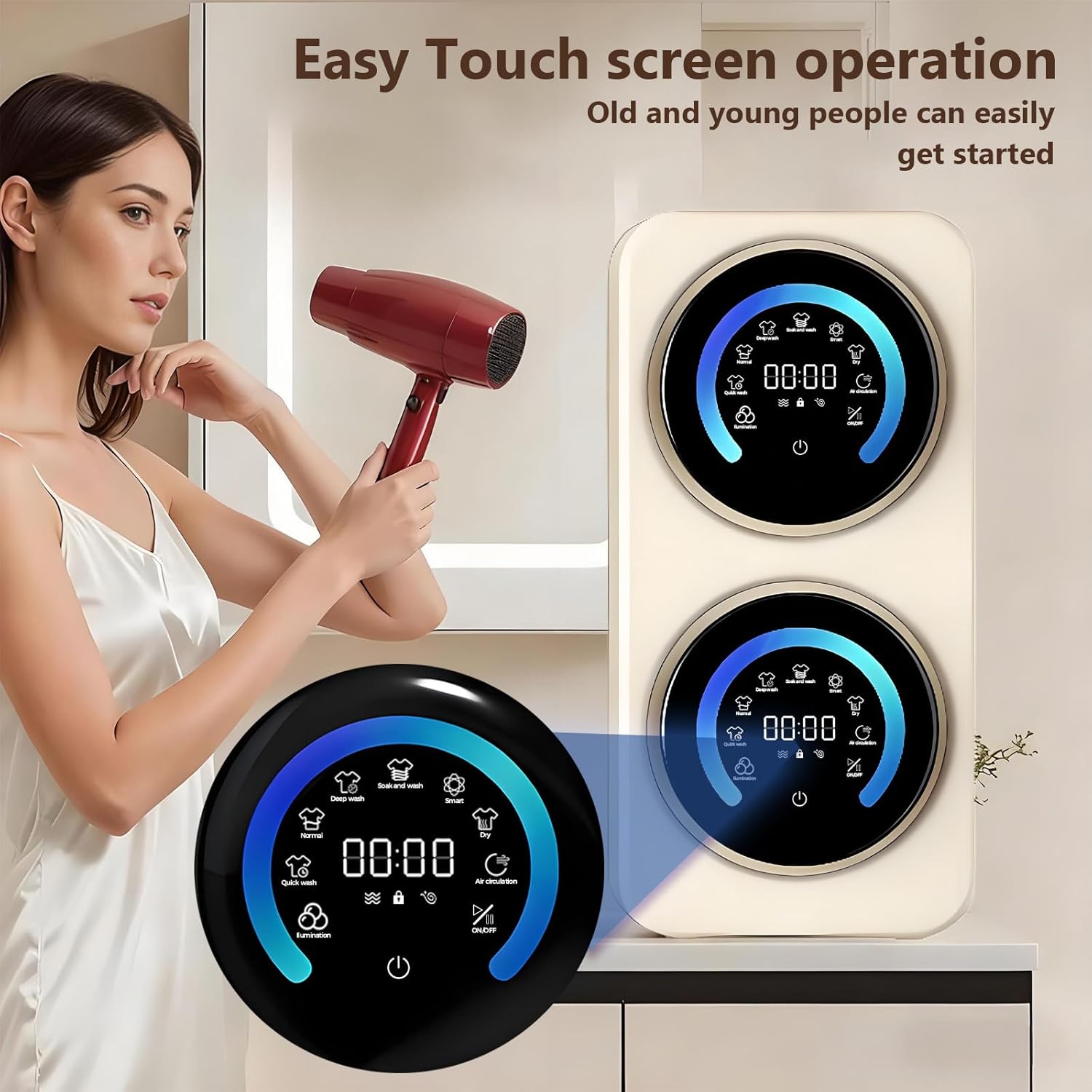 BANGBANGJI Compact Mini Twin Tub Washing Machine, Compact Laundry Washer and Spinner, Each Bucket Washing Capacity 3.5L, 45dB Ultra Quiet, for Small Clothes, Underwear and Socks Desktop