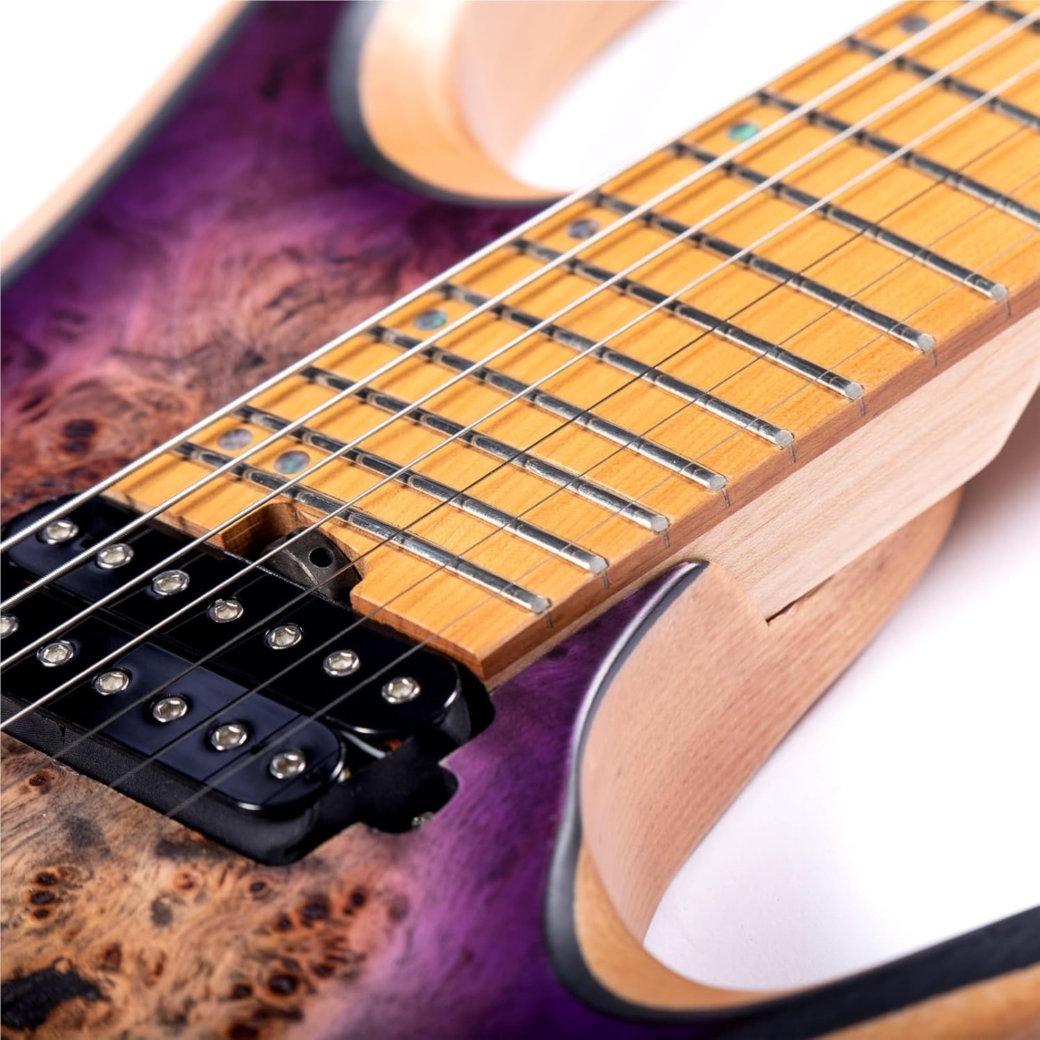 Beginner Electric Guitar Kits 7 String 24 Fret Headless Jazz Electric Guitar(Purple)