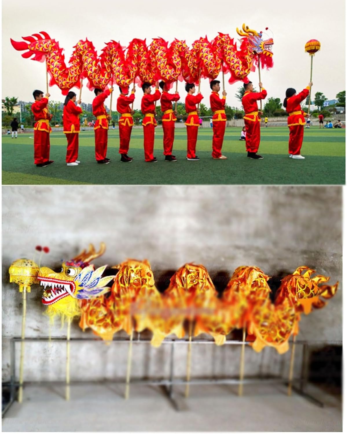 Dragon Dance Costume Props for 4 Players - Chinese New Year Performance Accessories for Outdoor Activities