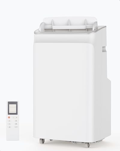 DEXSO Portable Air Conditioner 12,000BTUs, A/C for Rooms up to 550 Sq. Ft, Built-in Dehumidifier, Fan, and Sleep Mode, Includes Remote Control, Reusable Filter, and Window Kits