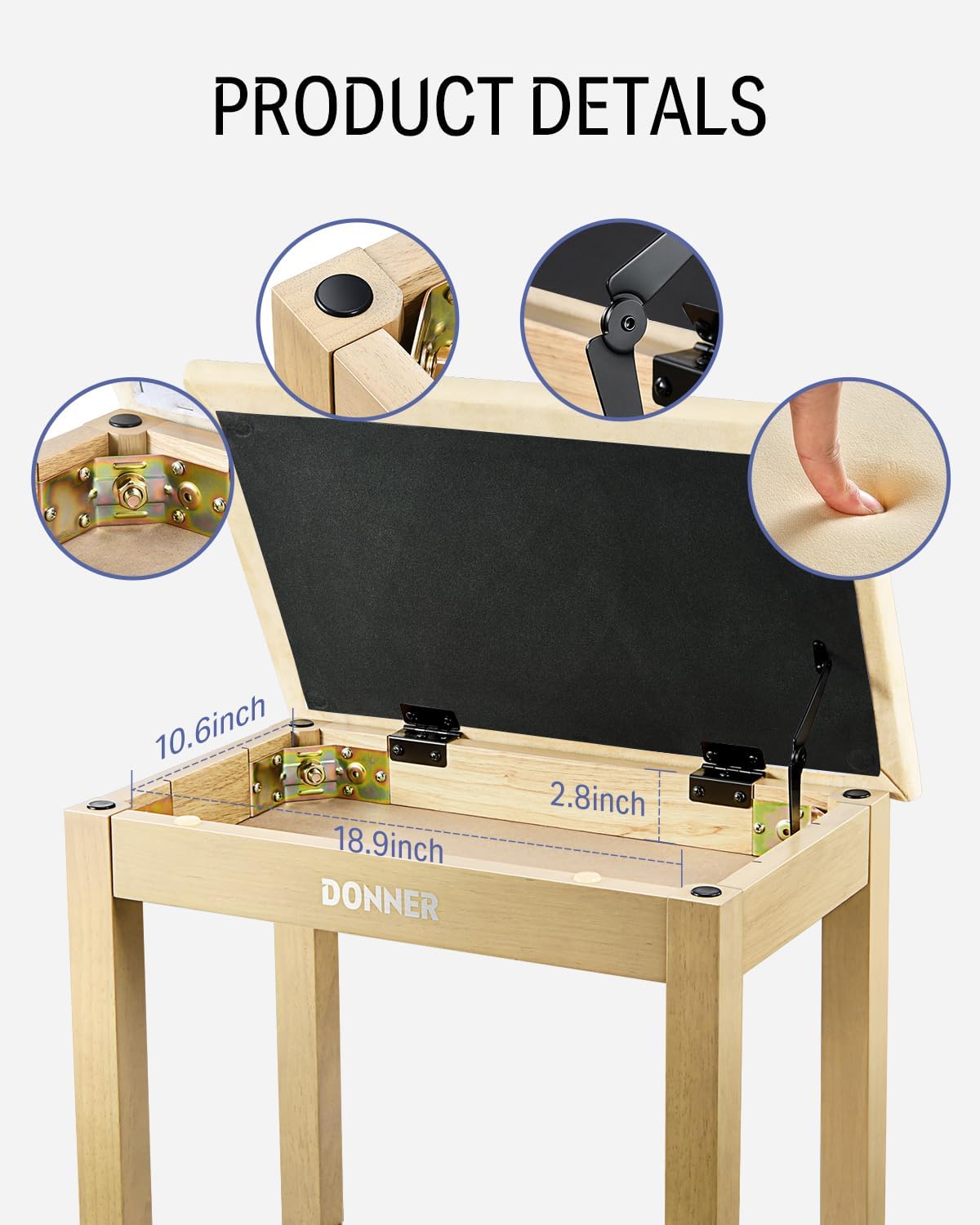 Donner OURA DDP-60 88 Key Digital Piano+Donner Piano Bench with Storage