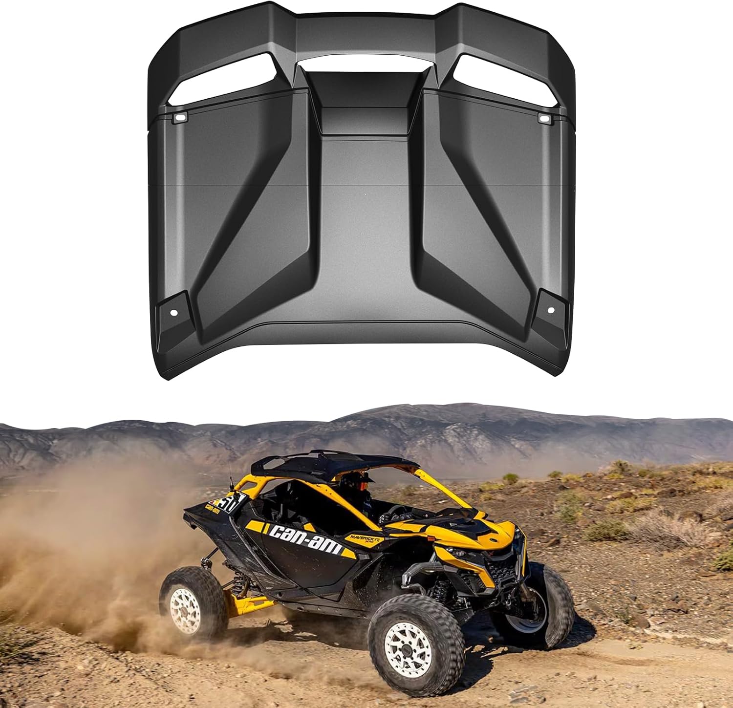 Hard Roof Top for Can-Am Maverick R 2024+, Durable Polyethylene 2-Piece Combination Sun Visor Roof for Can Am Maverick R X RS 2024 2025 Accessories, Replace #705015973, 705015974