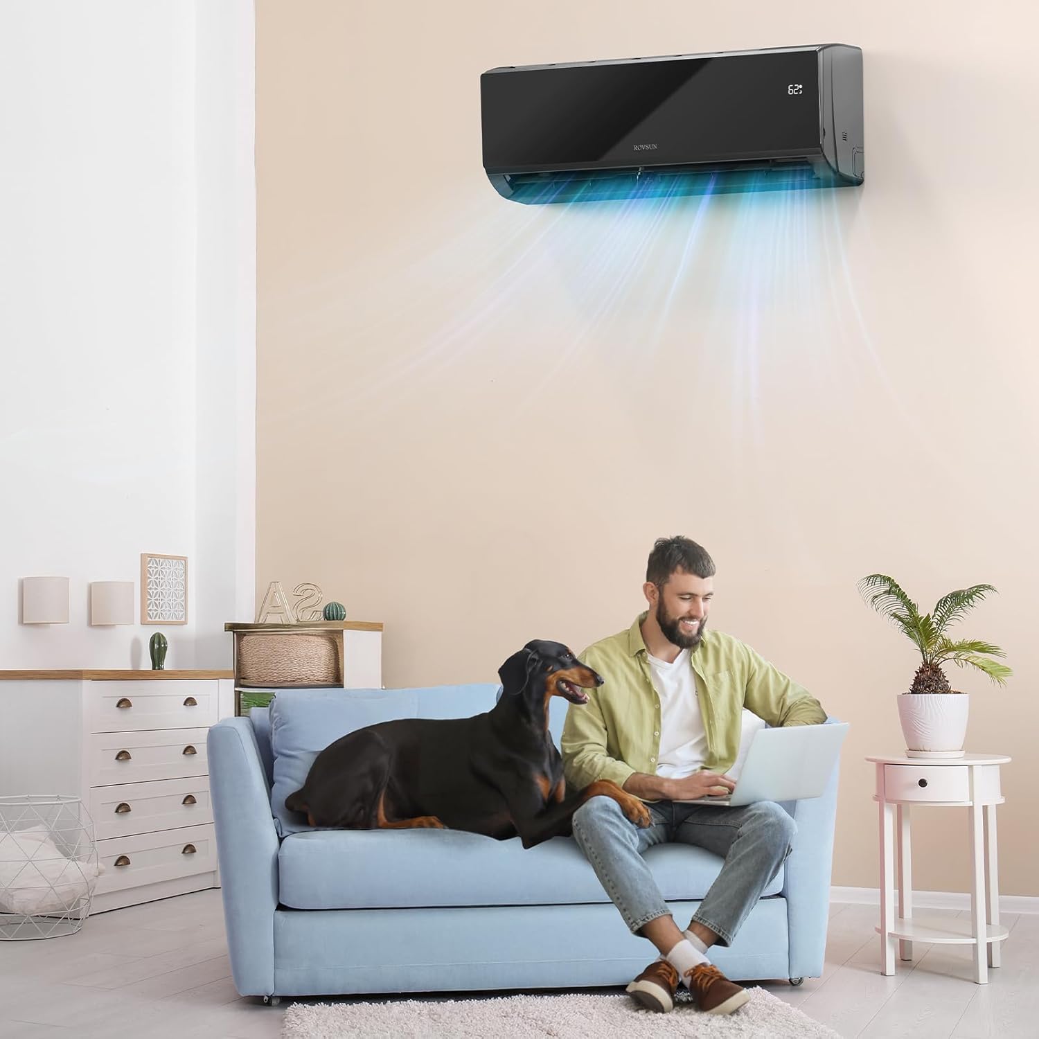 ROVSUN 12,000 BTU Mini Split Air Conditioner & Heater, 21 SEER2 115V Energy Saving Inverter Ductless Wall AC Unit with Pre-Charged Condenser, Heat Pump & Installation Kit, Black