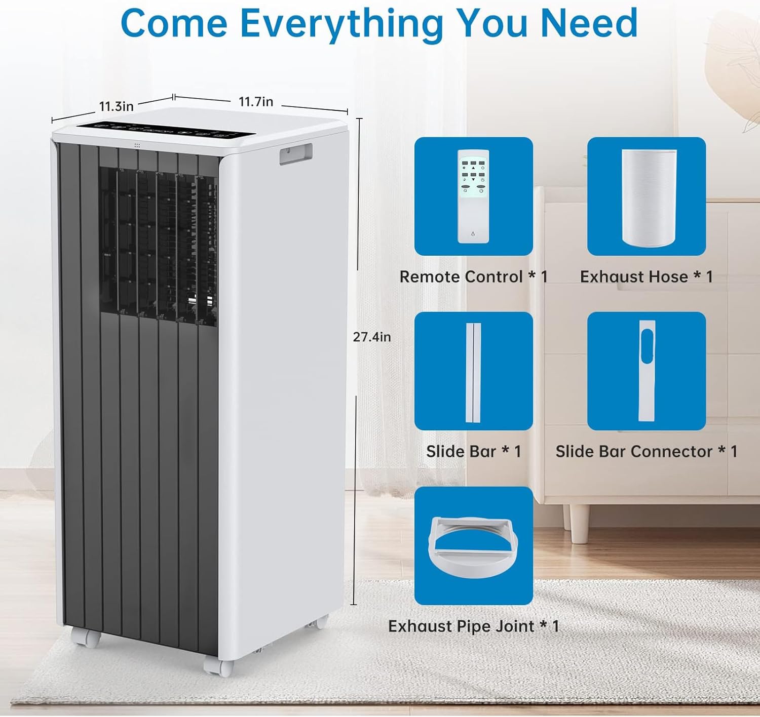 OMTech PHO_0XHWJFXX Portable Air Conditioner, Gray