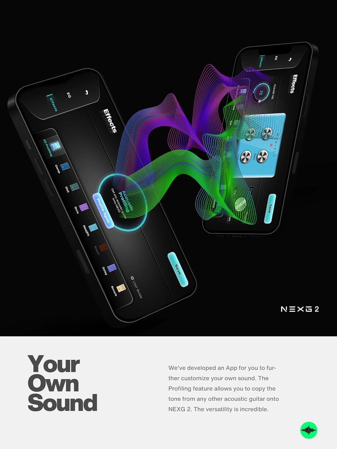 Enya NEXG 2 Acoustic-Electric Guitar Carbon Fiber Travel Smart Audio Guitar Kit & Enya Smart Automatic Guitar Tuner & enya Magnetic Strap