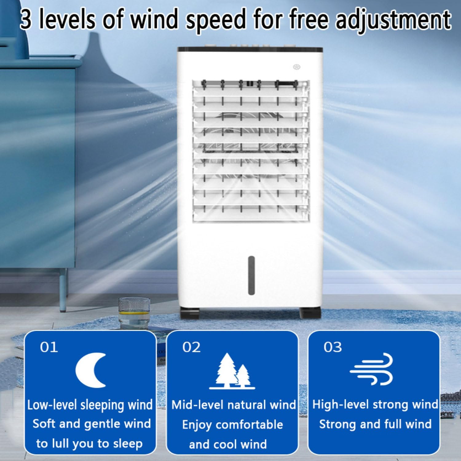 Portable Air Conditioner Evaporative Air Coolers with 90° Oscillating Windowless Portable Cooling Fan That Blow Cold Air with 12H Timer 3 Speeds Cooling AC Unit for Bedroom Indoor