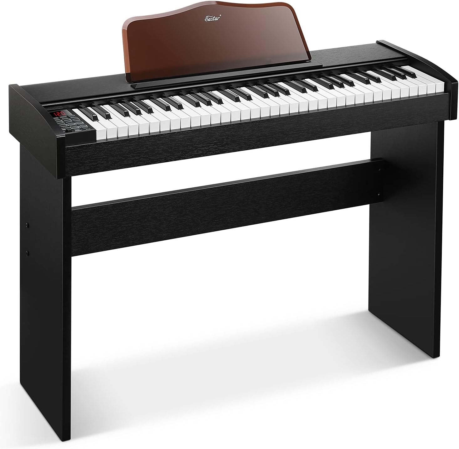 Keyboard Piano, Eastar 61 Key Keyboard for Beginners/Professional, Full Size Electric Piano, Classic Wooden Digital Keyboard with Sustain Pedal & Music Stand, Supports MP3/USB/Audio/Mic/Headphones