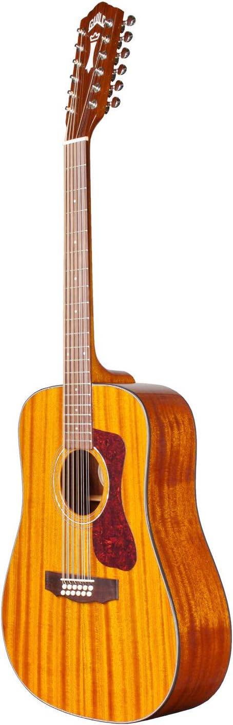 Guild Guitars Guild D-1212E 12 String Acoustic-Electric Dreadnought All Mahogany Guitar with Polyfoam Case and Accessories, Right Handed NAT-KIT-2
