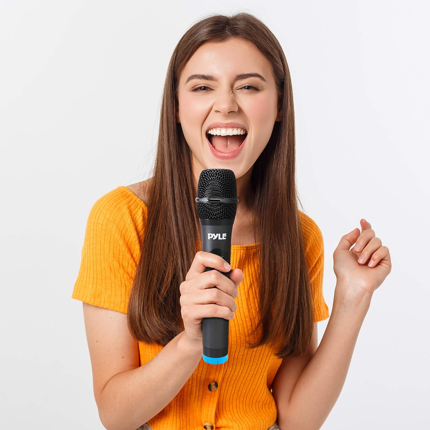 Pyle Wireless Microphones, Professional UHF Dual Microphones for Karaoke, Wireless Dynamic Microphone System Set with Rechargeable Receiver,Plug and Play, Speech, Wedding, Church, PA System