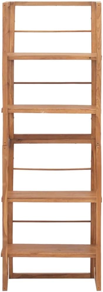 Solid Teak Wood Shelving Unit, 4-Shelf Adjustable Storage Bookcase, 11.8