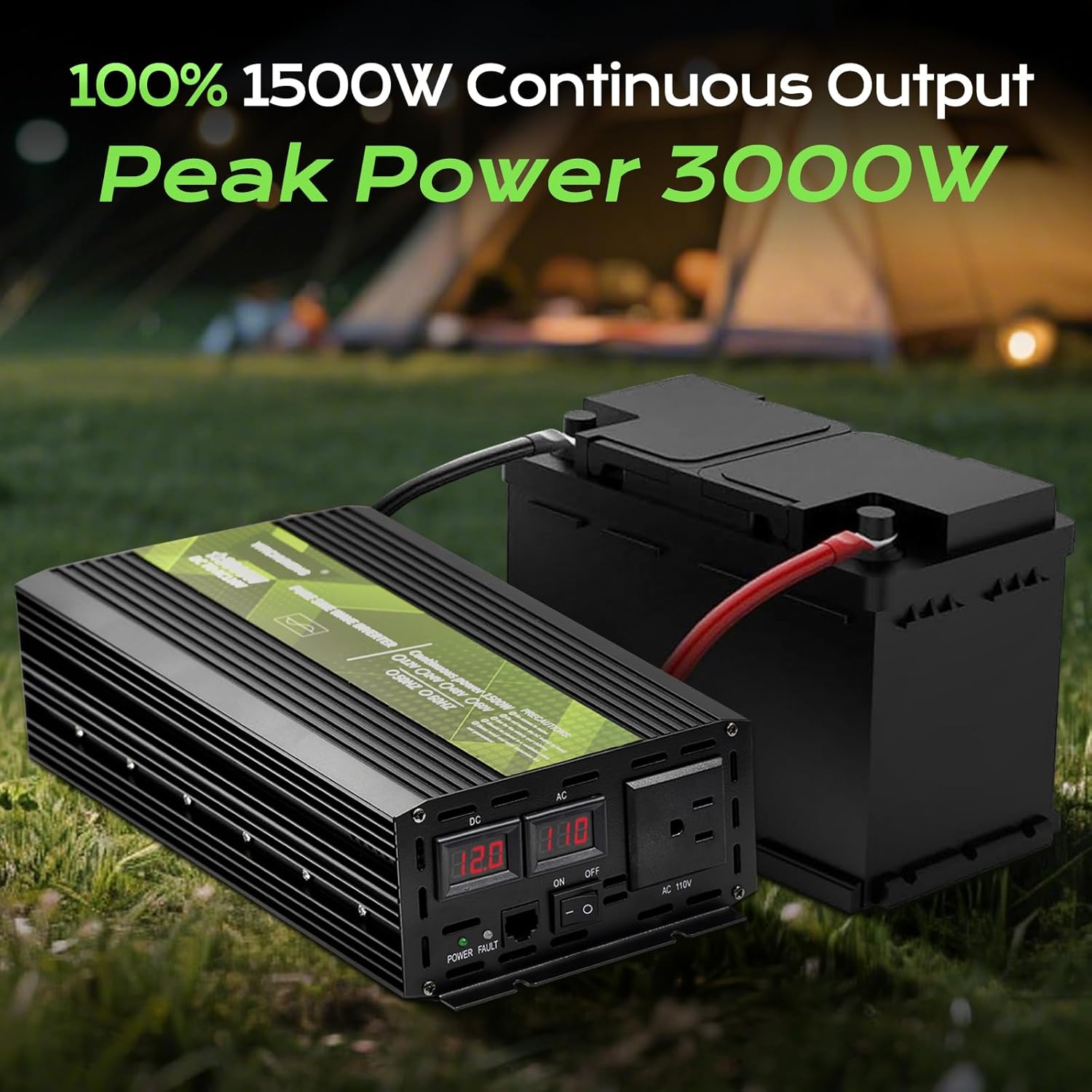 5200BTU Portable Tent Air Conditioner with 1500W Pure SINE Wave Inverter, 12V DC to 110V AC Converter w/Sockets for Cars, Trucks, Vans, and RVs. (Grey)