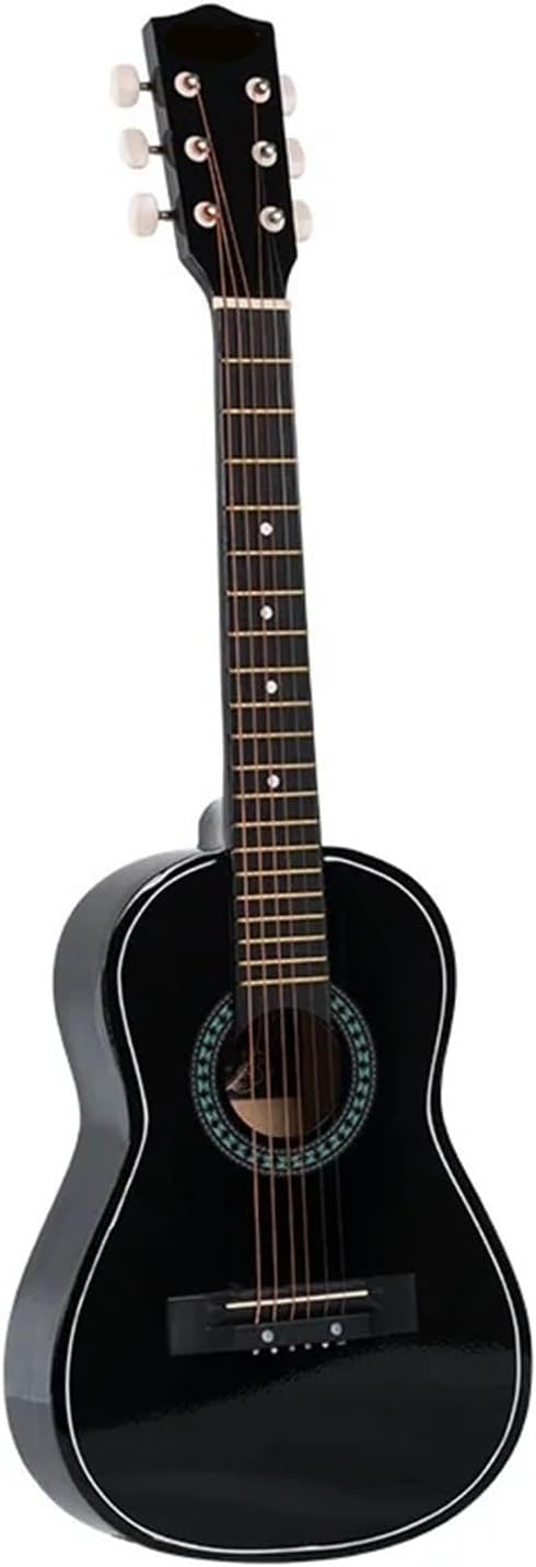 30 Inch Fillet Folk Guitar for Beginners Adults Simple Basswood Handmade Portable Stage Musical Instrument (Color : Black, Size : 30 Inch)