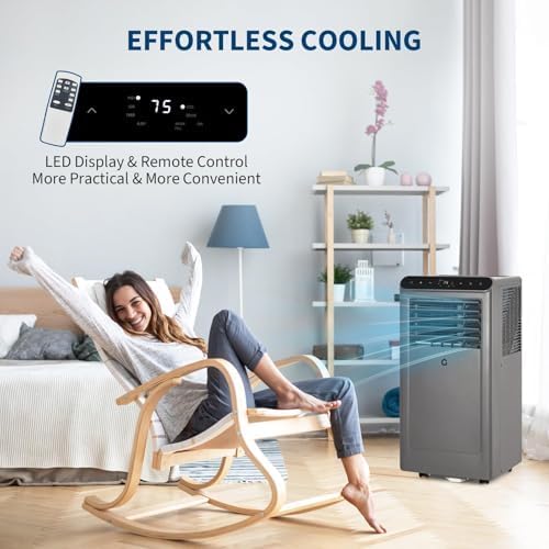 8000 BTU Portable Air Conditioner for Room Up to 350 Sq Ft with Remote Control | 3 in-1 AC Unit, Digital Display, 24H Timer, Sleep Mode | Includes Window Installation Kit