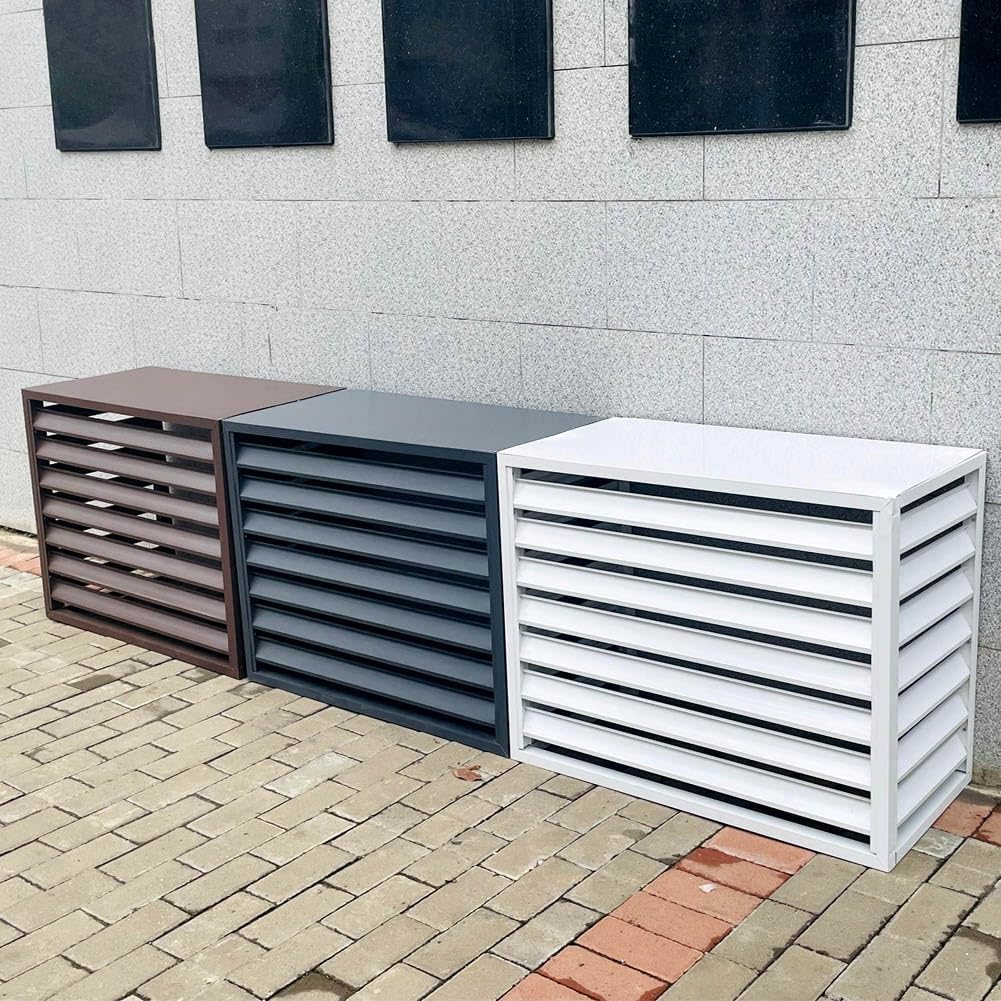 Aluminum Air Conditioner And Heat Pump Cover Hide Air Conditioner Cover For Outside Units Privacy Fence Screens Plant Storage Shelf Shutters Flower Rack Noise Reduction (Color : Br
