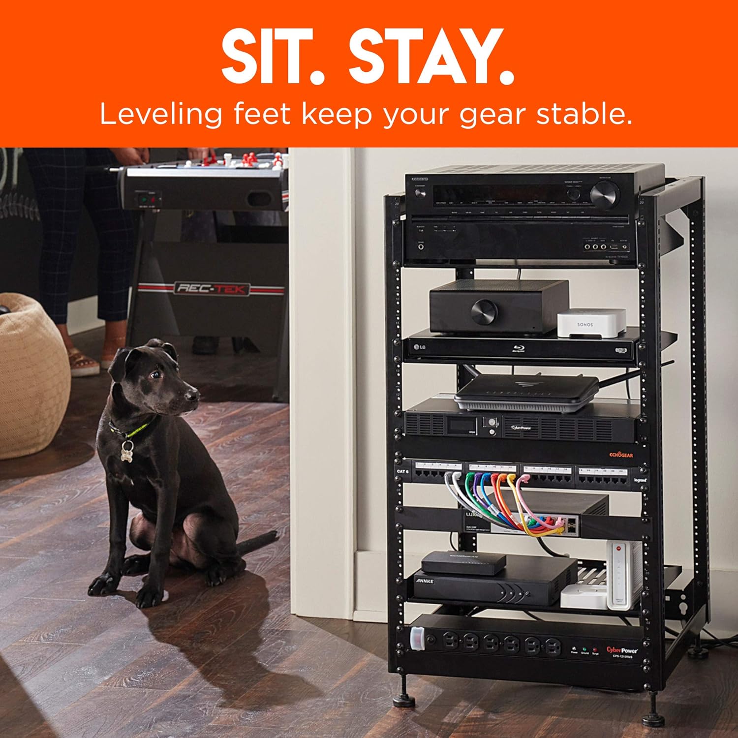 ECHOGEAR 20U Open Frame Rack with Additional 2U Shelf Bundle - Comes with 20U Rack, 1x 1U Shelf, 2X 2U Shelves Shelf + Other Accessories