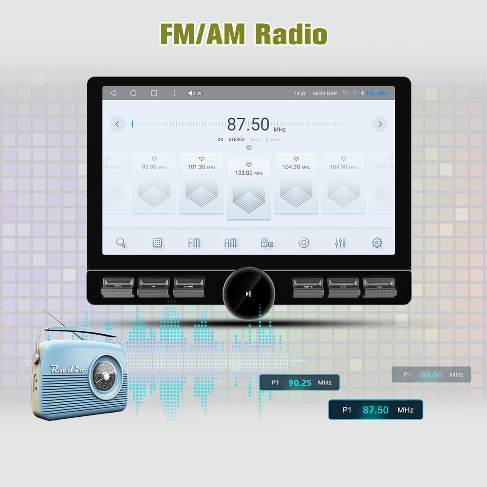 AWESAFE 10.6 Inch Car Radio Stereo Qualcomm [4+64GB] for Chevy Silverado GMC Sierra 2014-2018 Android 13 Head Unit with CarPlay Android Auto