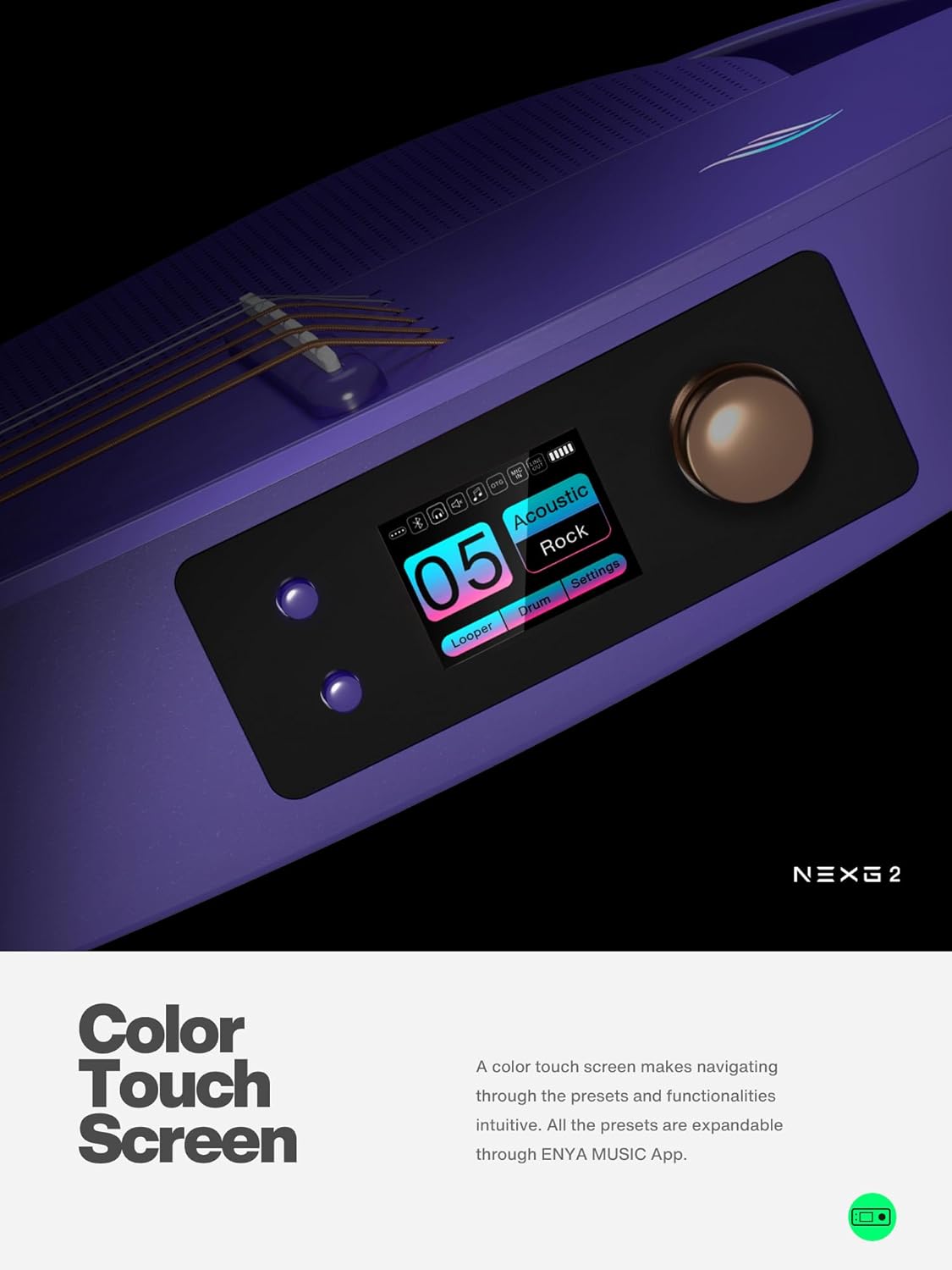 Enya NEXG 2 Acoustic-Electric Guitar Carbon Fiber Travel Smart Audio Guitar Kit & Enya Smart Automatic Guitar Tuner & enya Magnetic Strap