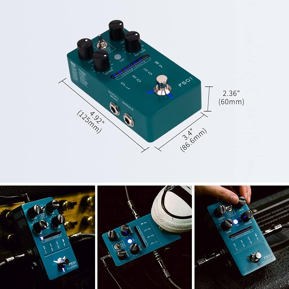FS01 Drum Loop Machine Looper Guitar Effects Pedal 20Min 11 Different Rhythm Styles
