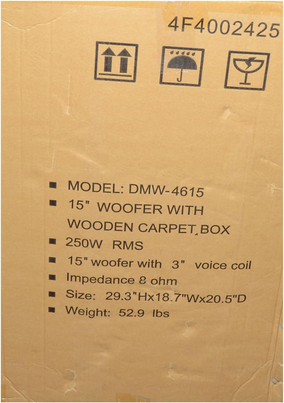 DMW-4615-15“ 250W Woofer Wooden Carpet Cabinet