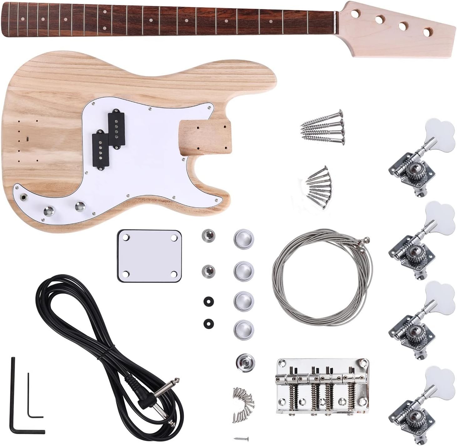DIY Guitar Kit with Body Pickguard Maple Guitar Neck & Rosewood Build Your Own Electric Guitar Unfinished Guitar Set