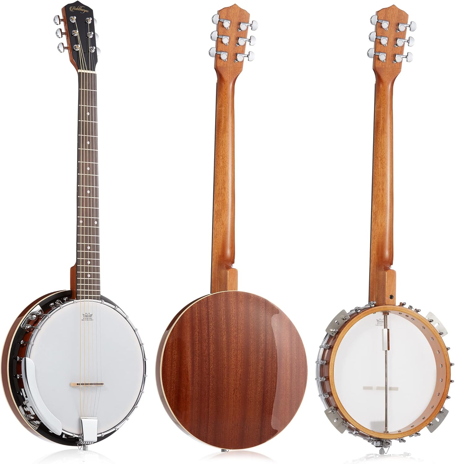 Ashthorpe 6-String Banjo - Full Size with 24 Brackets, Closed Back, Mahogany Resonator