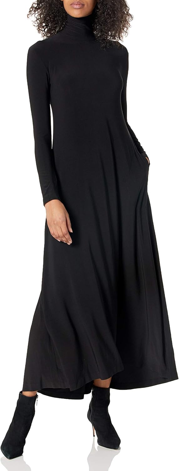 Norma Kamali Women's Long Sleeve Turtle Long Swing Dress