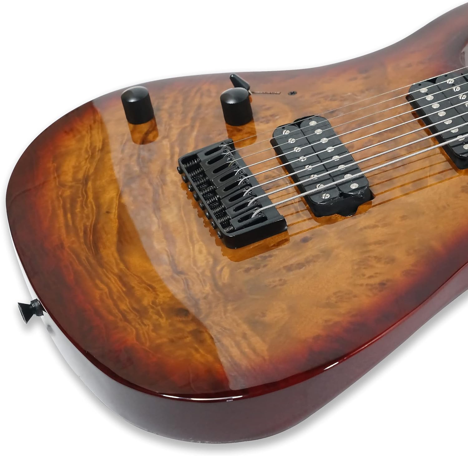 Gstyle Left-handed 8 String Electric Guitar Burl poplar veener top okoume Wood Body Bolt On Maple Neck Poplar Wood Body (Left-handed) (ES-800)