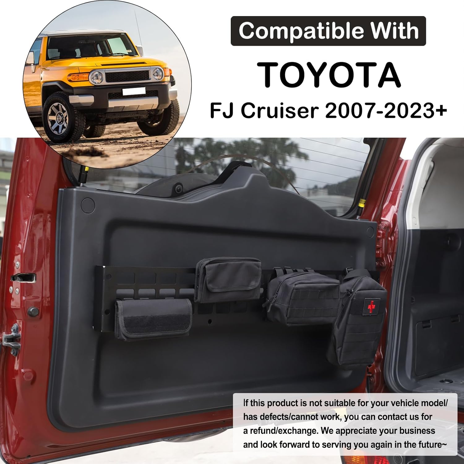Car Tailgate Storage Rack Shelf Fit Toyot@a FJ Cruiser 2007-2024 Aluminum Car Back Door Panel Hanging Bag Organizer Holder Trunk Organizer Multifunctional Storage Mount Frame Box Expansion Accessories
