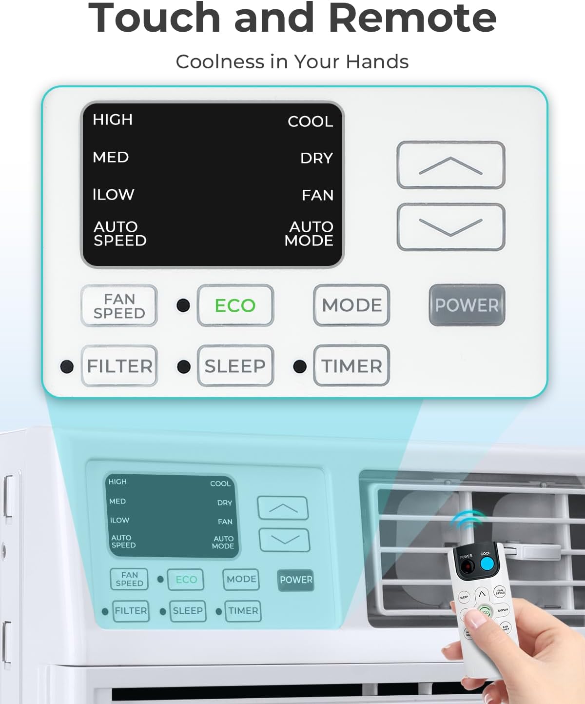 Window AC Unit, 10000 BTU Window Air Conditioner, Cool Rooms up to 450 Sq.Ft., 6-in-1 Modes,24H Timer, Energy Saving, Remote Control, Perfect for Bedroom, Apartment, Living Room, Office