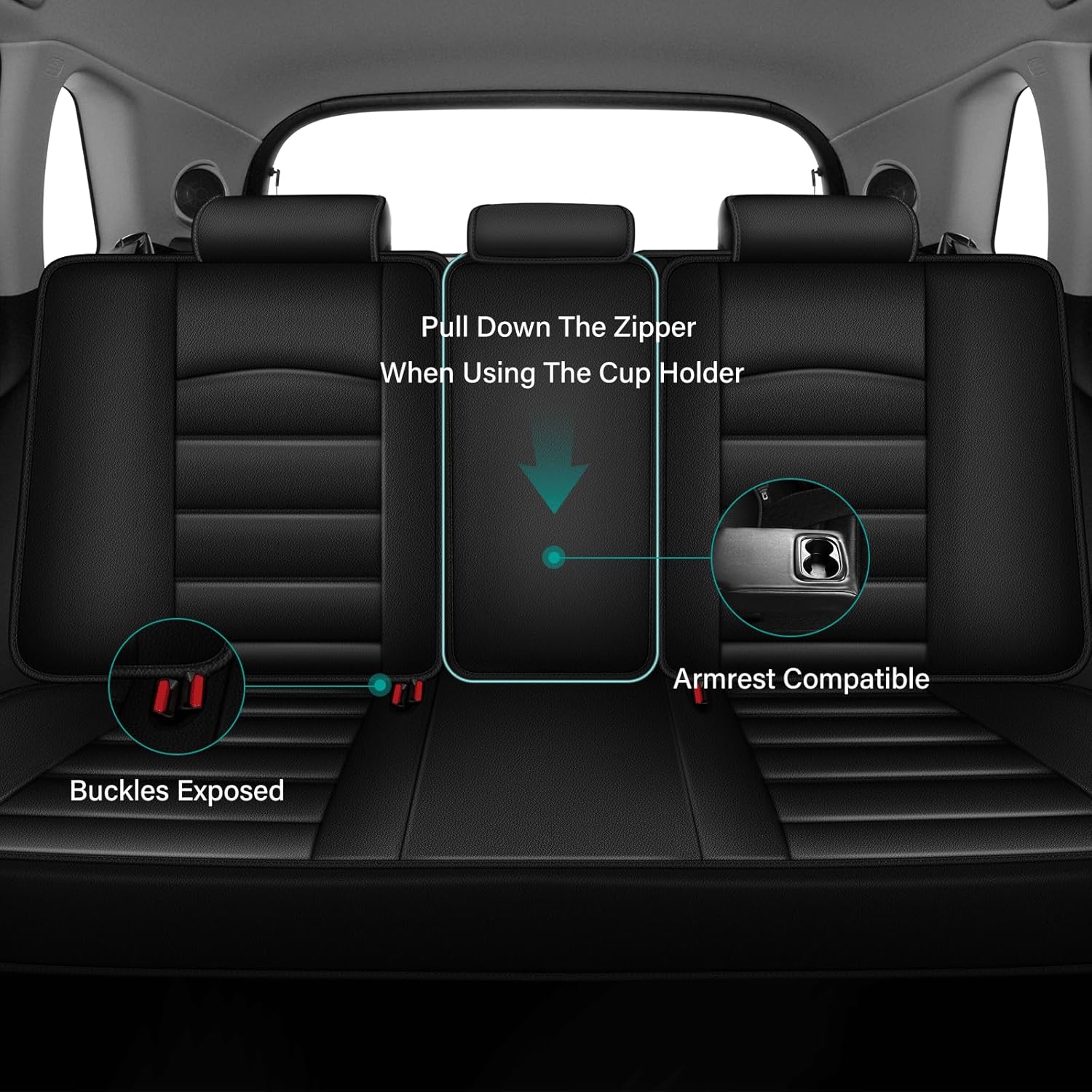 Car Seat Covers Full Set Fit for Acura RDX 2007-2018: Luxury Leather Automotive Seat Covers Car Seat Protector(5 Seat, Black)