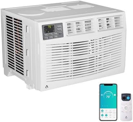 8,000 BTU Window Air Conditioner,Cool Rooms Up to 350 Sq.Ft.,Smart Window AC Unit with Smartphone App or Remote Control,3 Fan Mode,Sleep&ECO Mode,Washable Filter,for Bedroom Apartment Office,New R32