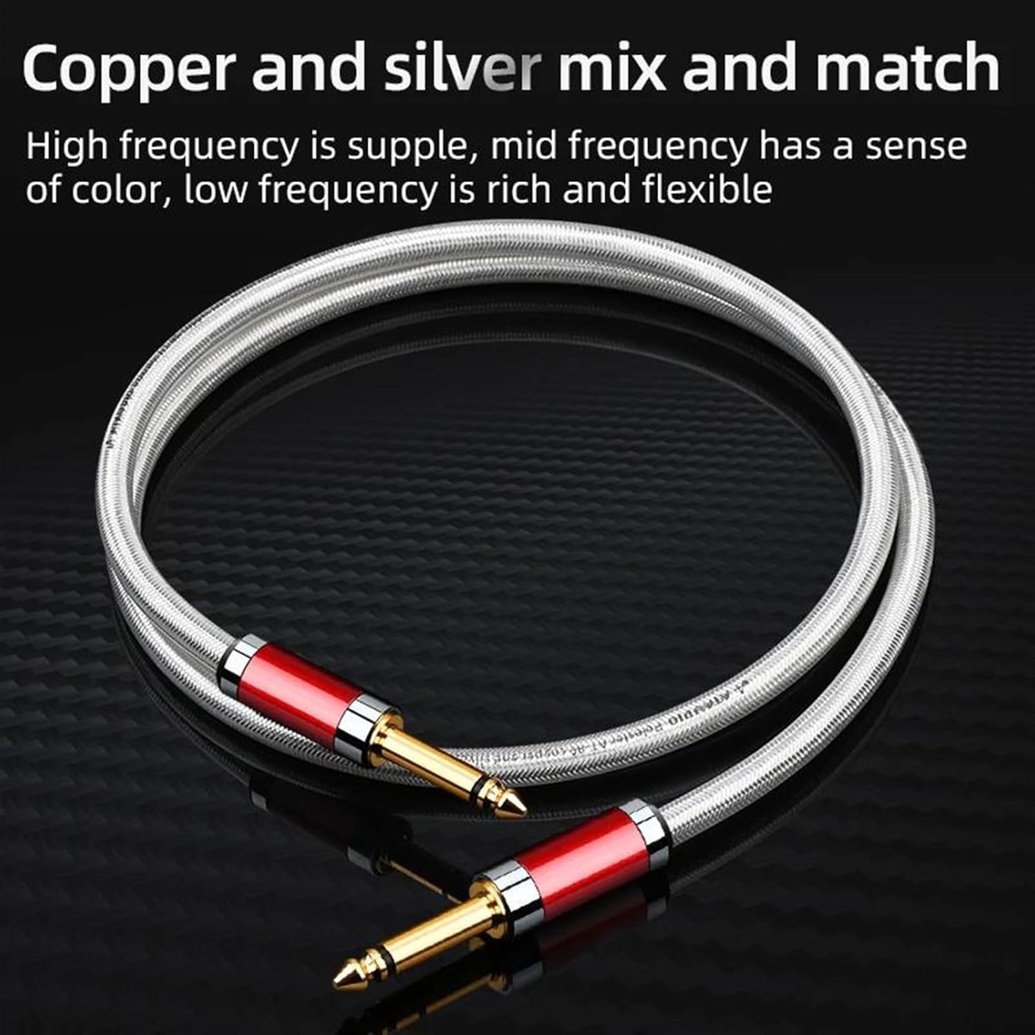 Guitar Audio Cable 6.5mm Aux Guitar Cable Hi-end 7N OCC Instrument Cable 6.5mm TS Jack Mono Cable for Mixer Amplifier(0.75m)