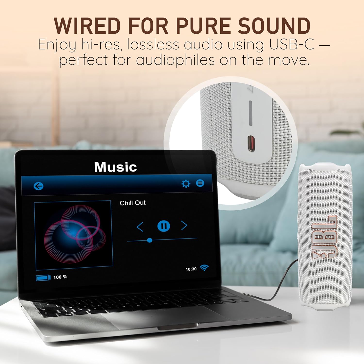 JBL Flip 7 Portable Bluetooth Speaker, IP68 Waterproof, Dustproof, Drop-Proof, PushLock System, AI Sound Boost, 16H Battery – White – Boom h's Comprehensive Ultimate Performance Cloth Solution