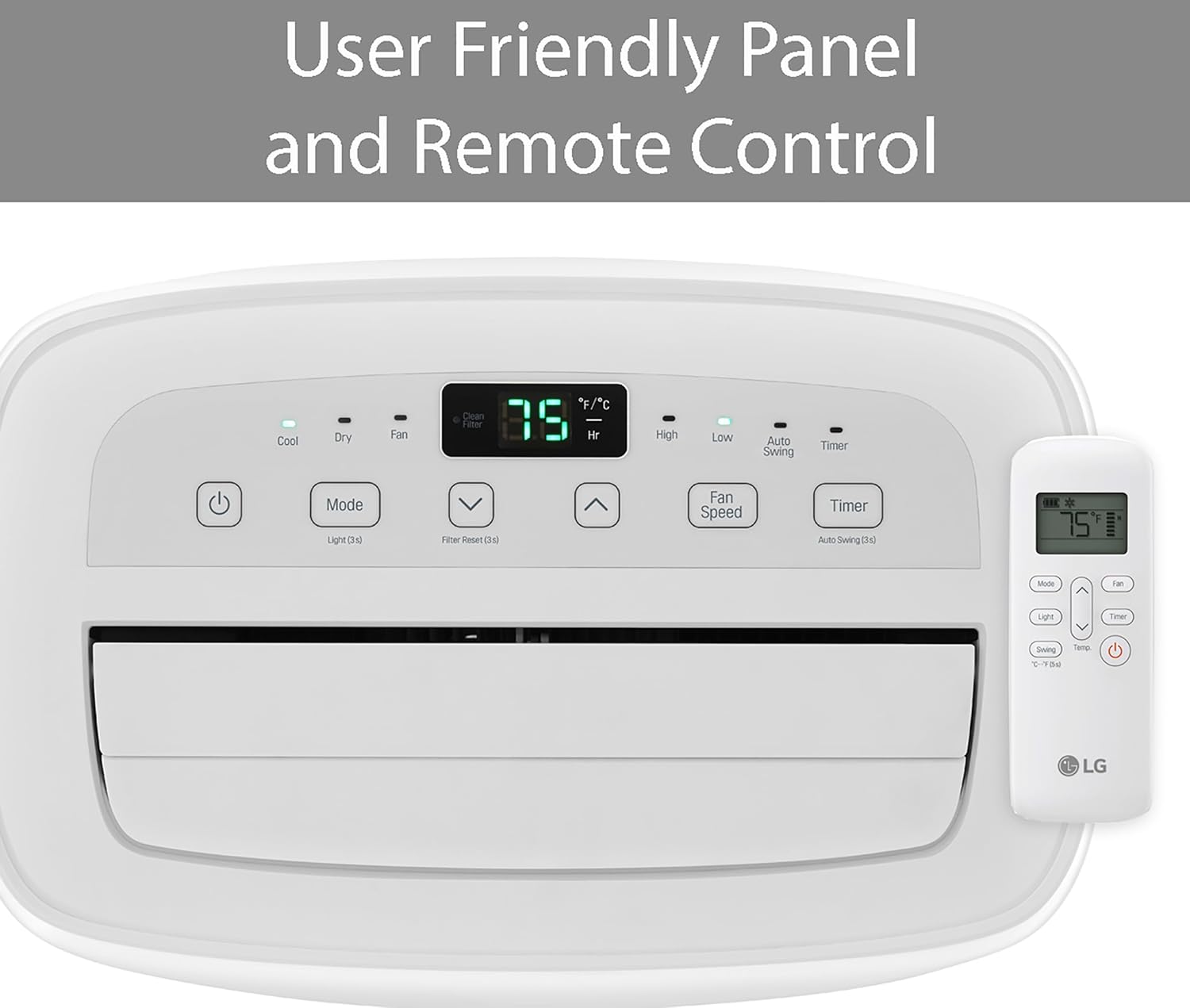 LG 7,000 BTU Portable Air Conditioner, 115V, Cools 300 Sq.Ft. (12' x 25' Room Size), Portable Air Conditioner for Home with Quiet Operation, LCD Remote Control, and Window Installation Kit, White