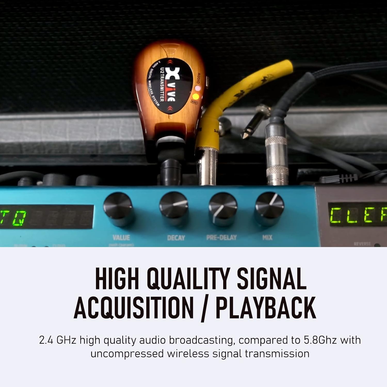 Xvive U2 Wireless Guitar System 3-tone Sunburst 2.4GHz Transmitter and Receiver for Electric Guitar Bass Violin Keyboard