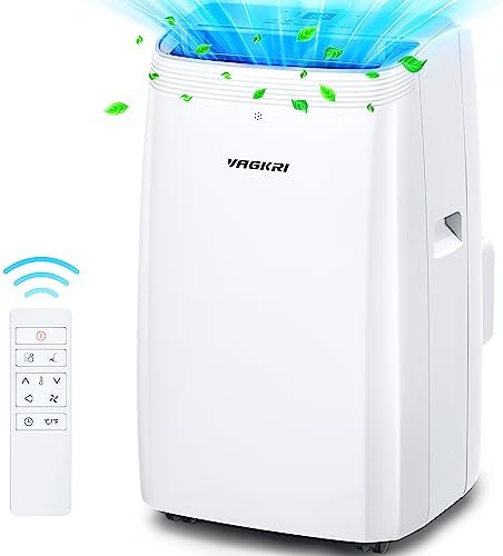 VAGKRI 12,000 BTU Portable Air Conditioner, 3-in-1 AC with Fan & Dehumidifier, Cools up to 450 Sq.Ft, Energy Efficient AC Unit with Remote Control, Sleep Modes, 24H Timer for Bedroom, Room, Office