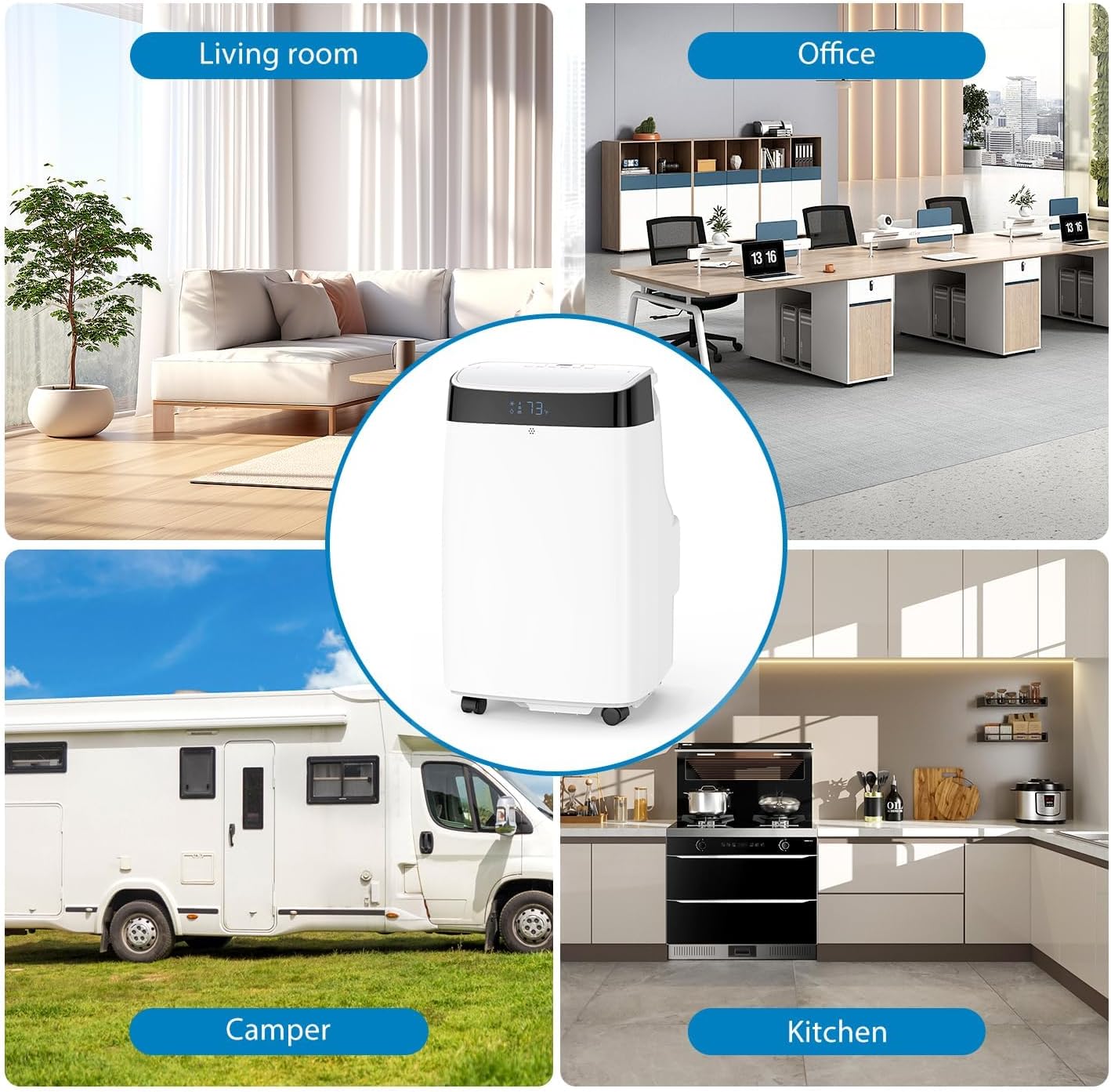 Portable Air Conditioner, 10,000 BTU Mobile Air Conditioner 3-in-1 Cooling, Dehumidifier & Fan, Portable a/c Unit Remote Up to 500 Sq, Sleep Mode & Timer for Indoor Bedroom,White