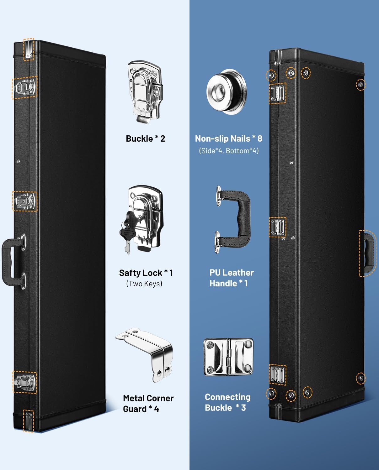 CAHAYA Electric Guitar Hard Shell Case - Portable Square Hardshell for Standard Electric Guitar - Black