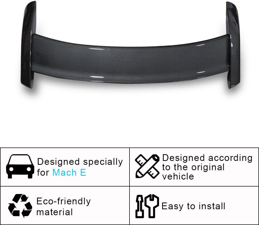 AOSKonology for Mach E GT Style Roof Spoiler Wings Compatible with 2021-2024 2025 Mustang Mach-E Exterior Accessories (Carbon Fiber)