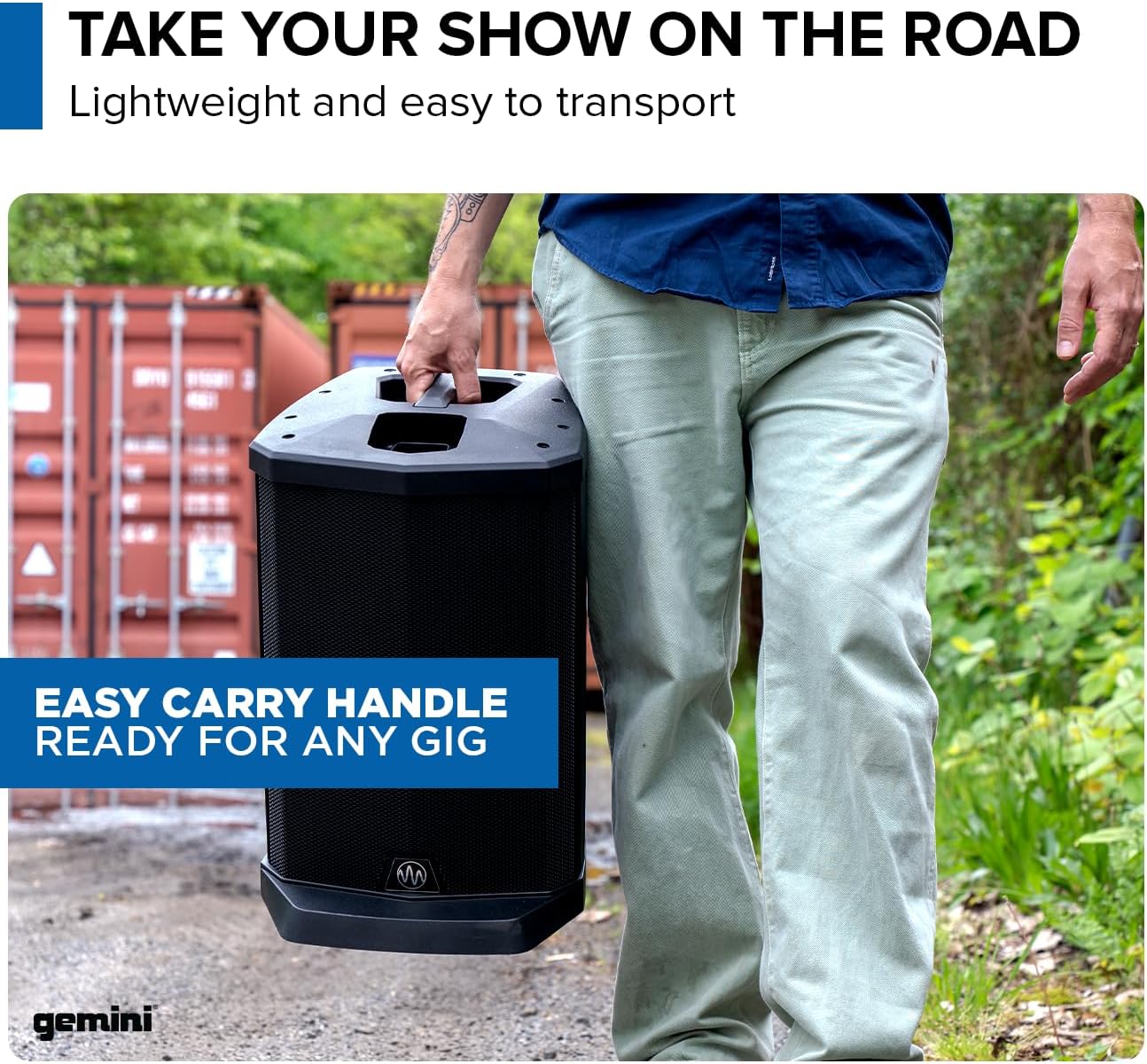 Gemini Powered Line Array PA System with Subwoofer - Column Array Speakers 1200W, Built-in Mixer, Bluetooth Streaming, Adjustable Height Tower Speakers for DJ, Karaoke, Live Performance (WPX-2000)