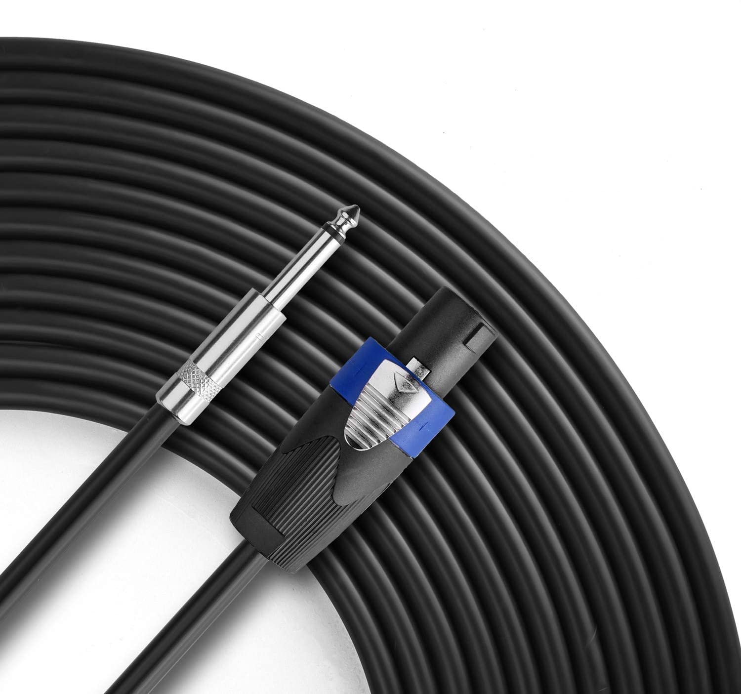 Pro 200 Feet Speakon to 1/4 Speaker Cable - 200 ft 12 Gauge Speakon to 1/4 Male Inch Audio Amplifier Connection Heavy Duty Cord - Single