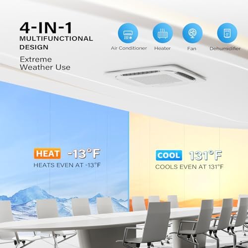 ROVSUN 23000 BTU Ceiling Cassette Air Conditioner with Inverter & Remote Control, 23 SEER2 Ductless Mini Split AC/Heating System with Pre-Charged Condenser, Heat Pump & Installation Kit, 230V