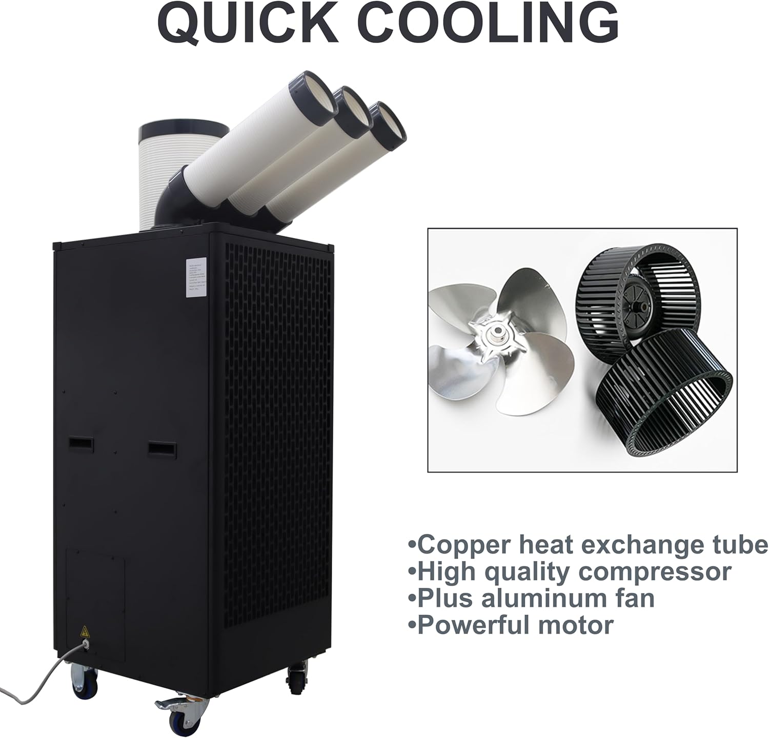 Industrial Spot Cooler Air Conditioner Commercial Mobile Outdoor Cooling Aircon 220V Columns Outlet 1000-1100m³/h Air Flow