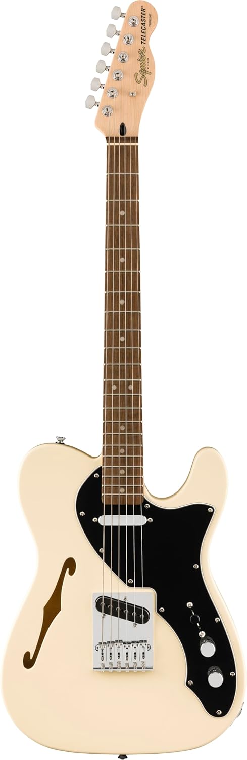Affinity Series Telecaster Thinline, Laurel Fingerboard, Black Pickguard, Olympic White